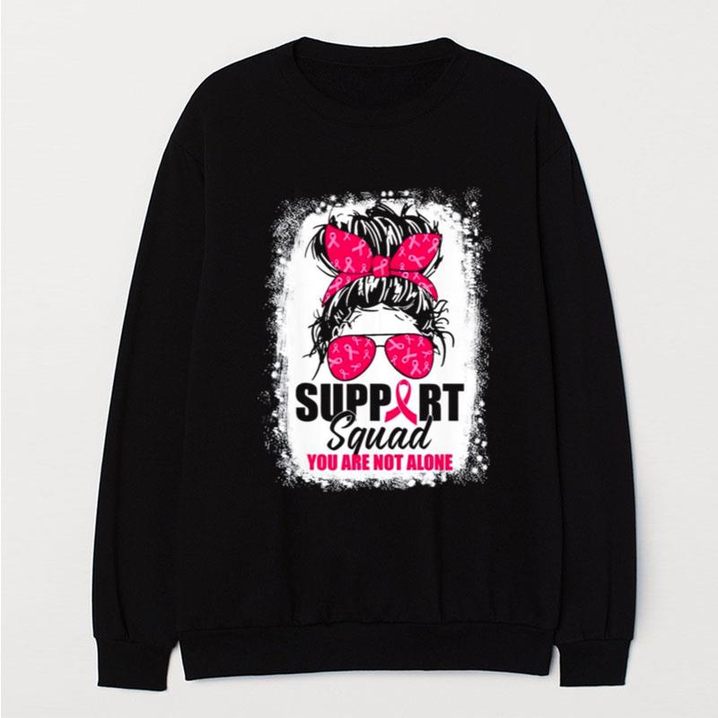 Support Squad Messy Bun Warrior Breast Cancer Awareness T-Shirt Unisex