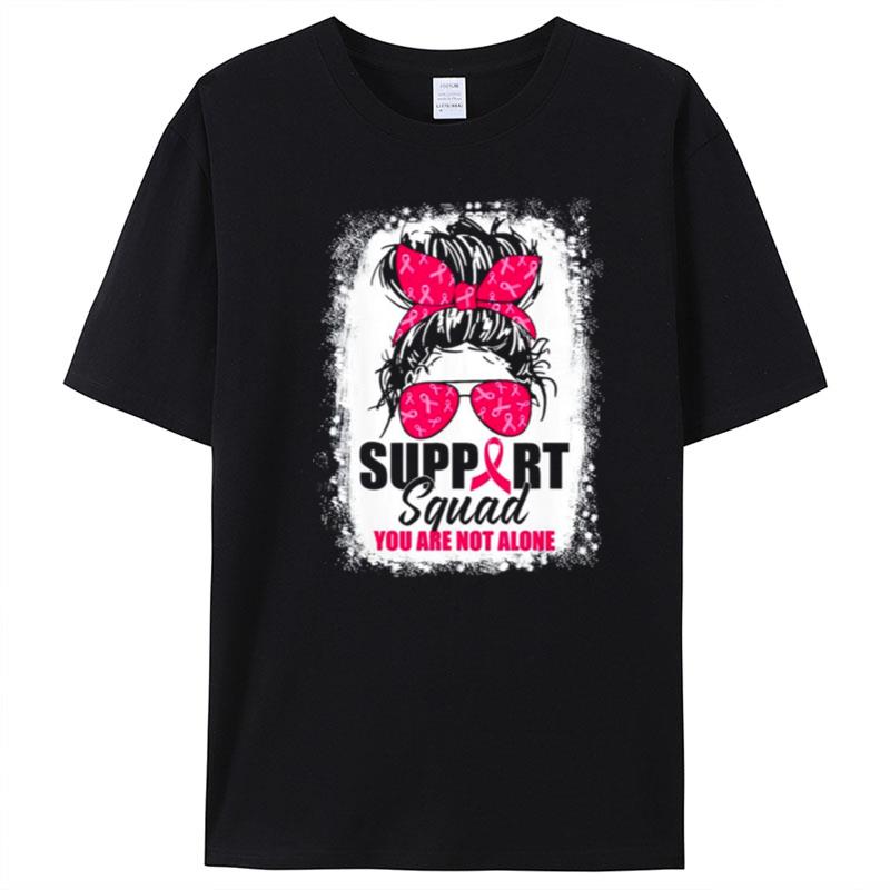 Support Squad Messy Bun Warrior Breast Cancer Awareness T-Shirt Unisex