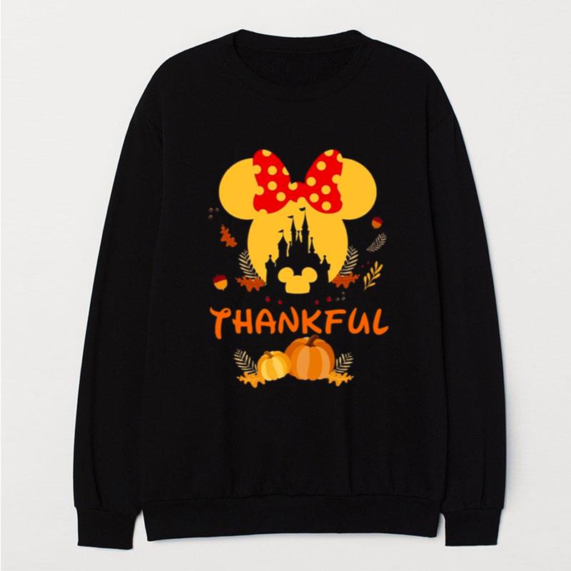 Thanksgiving Minnie Head With Black Castle Pumpkin Disney Thanksgiving T-Shirt Unisex