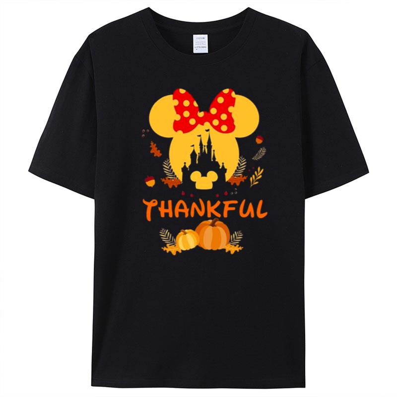 Thanksgiving Minnie Head With Black Castle Pumpkin Disney Thanksgiving T-Shirt Unisex