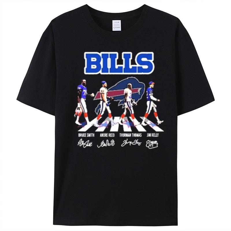 The Bills Bruce Smith Andre Reed Thurman Thomas Jim Kelly Abbey Road Signatures T-Shirt Unisex