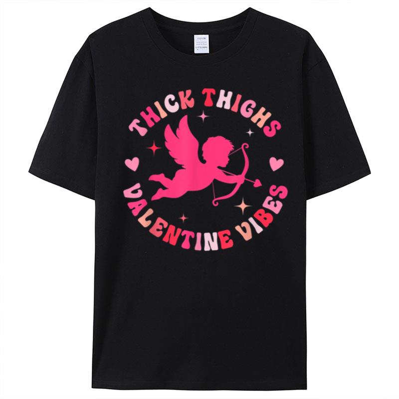 Thick Thighs And Valentine Vibes Cupid Valentine's Day T-Shirt Unisex