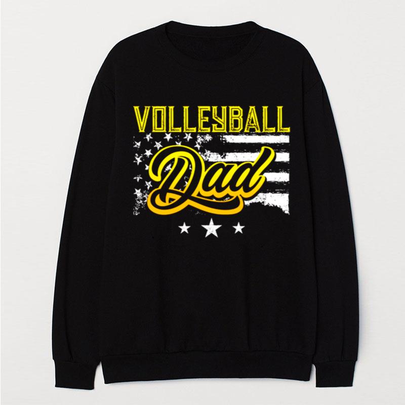 Volleyball Dad American Flag T-Shirt Unisex