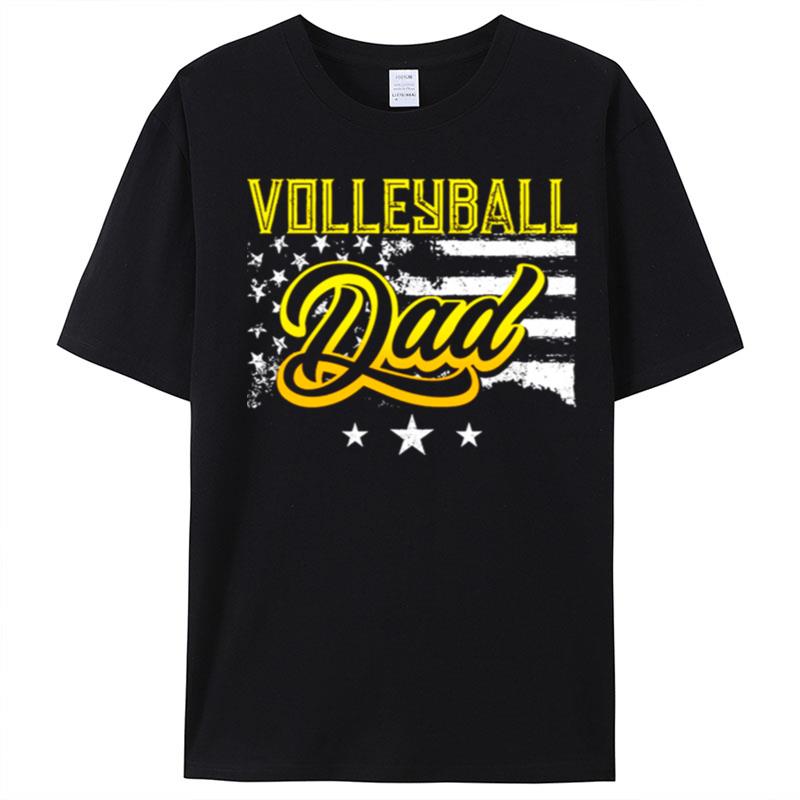 Volleyball Dad American Flag T-Shirt Unisex