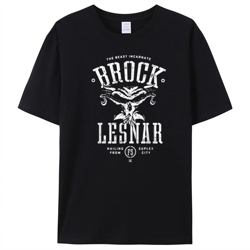 Wwe Brock Lesnar Stencil Type With Skull T-Shirt Unisex