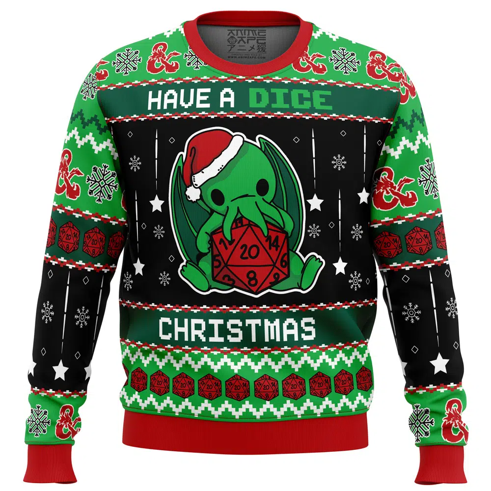 Cthulhu Have A Dice Dungeons & Dragons Ugly Christmas Sweater