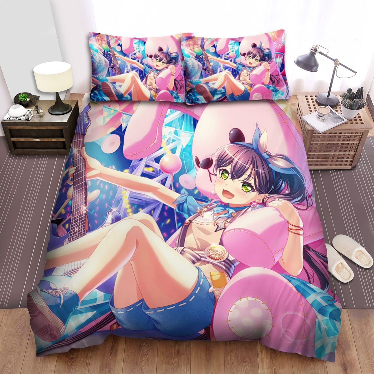 Bang Dream! Hanazono Tae & Giant Teddy Bear  Bedding Sets ? Duvet Cover  Flatsheet  Pillowcases Perfect Gift For Fans