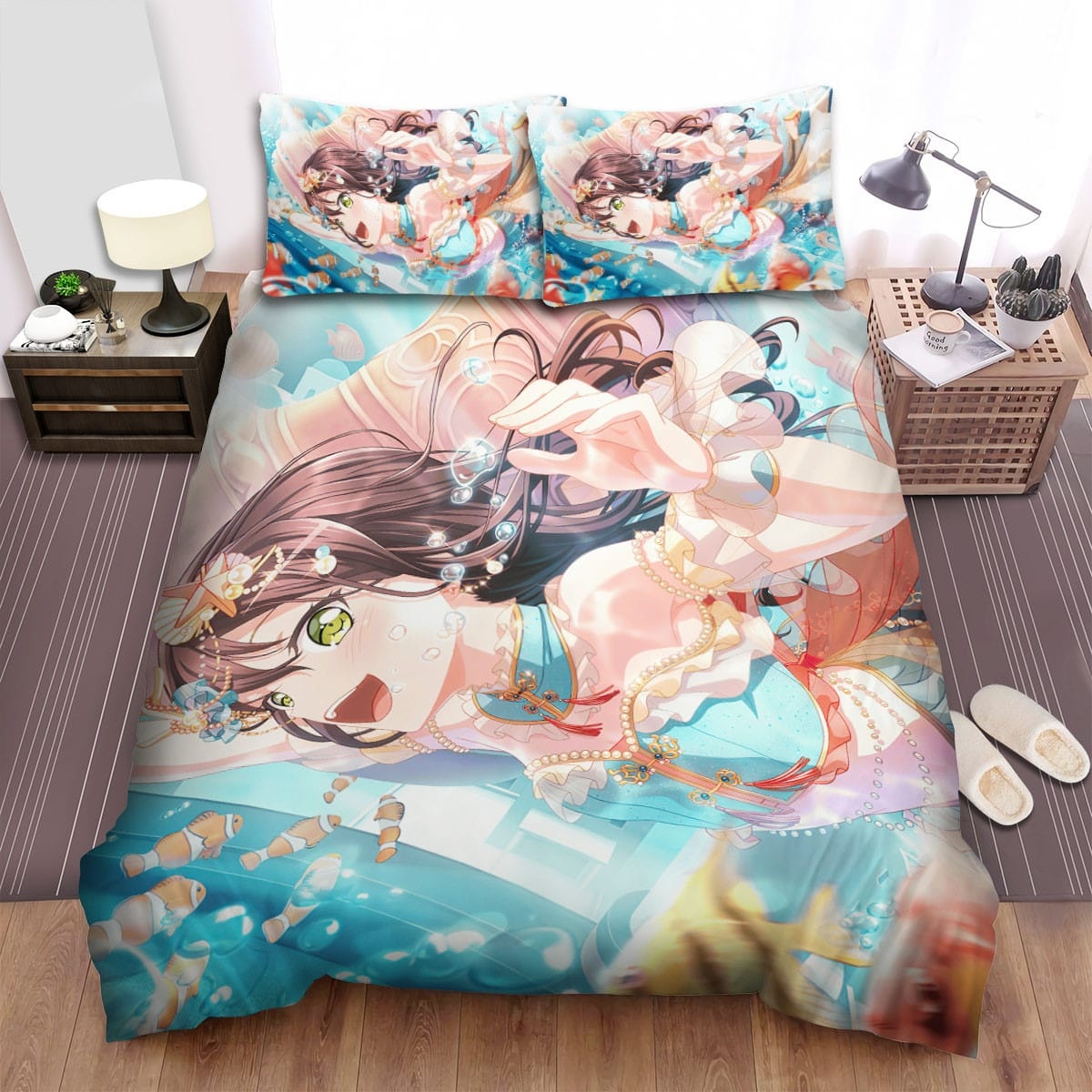 Bang Dream! Hanazono Tae Diving In The Ocean  Decorative Bedding Sets with Duvet Cover  Flatsheet  Pillowcases