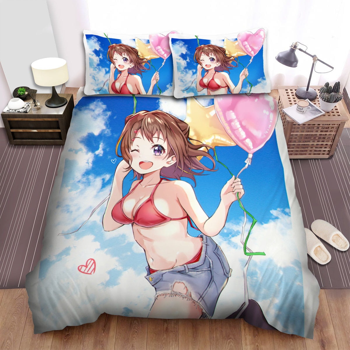 Bang Dream! Kasumi Toyama Flying In The Sky  Decorative Bedding Sets with Duvet Cover  Flatsheet  Pillowcases