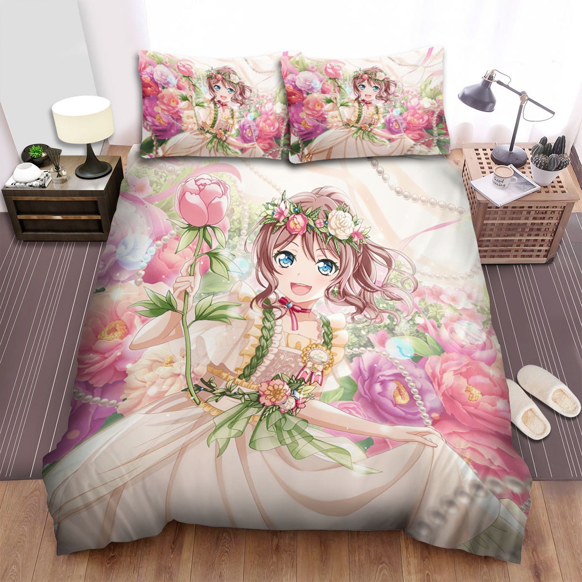 Bang Dream! Saya Yamabuki & Flowers  Bedding Set  Duvet Cover Gift For Christmas  Birthday  Thanksgiving