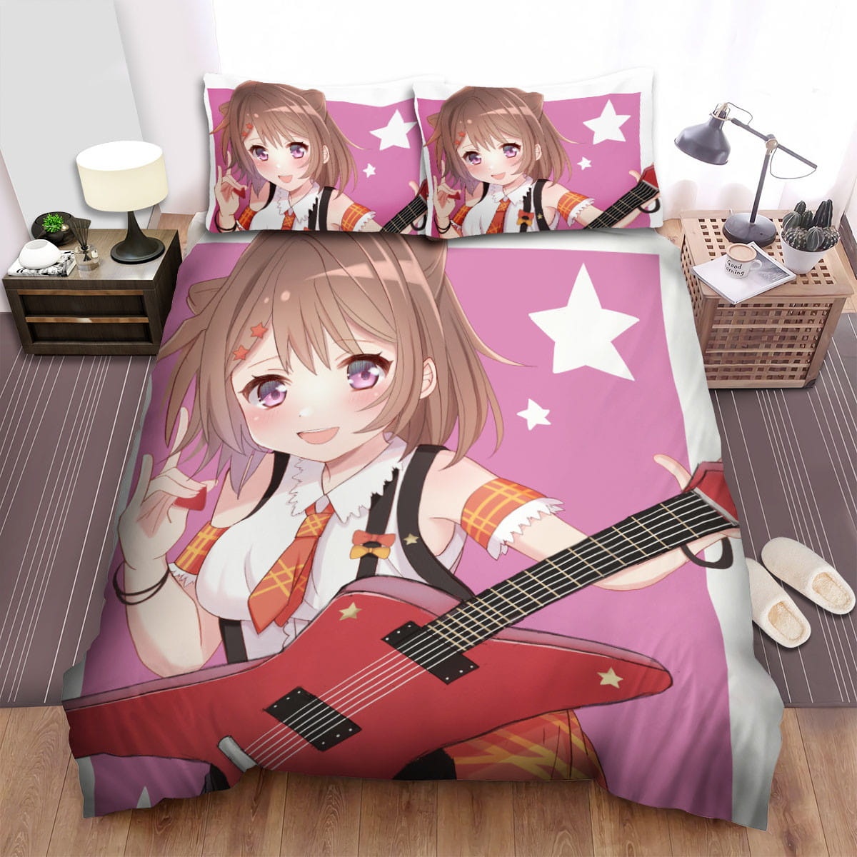 Bang Dream! Toyama Kasumi With Her Guitar  Bedding Sets ? Duvet Cover  Flatsheet  Pillowcases For Every Bedroom