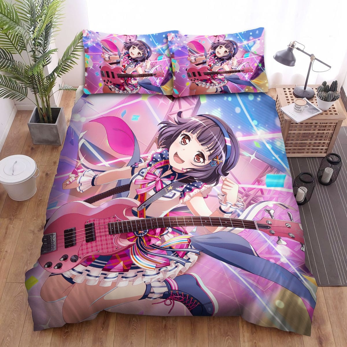 Bang Dream! Ushigome Rimi On Stage  Decorative Bedding Sets with Duvet Cover  Flatsheet  Pillowcases