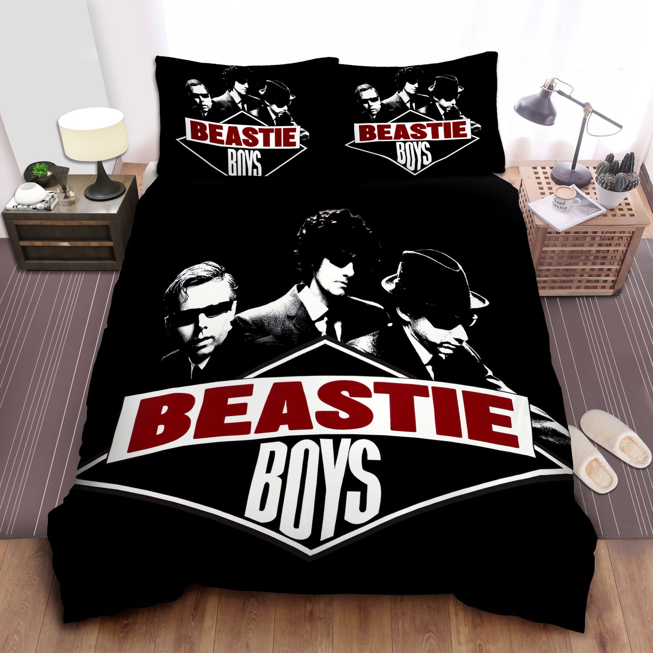 Beastie Boys Logo And Black & White Photo Bedding Sets  Duvet Cover Flatsheet Gift For Halloween  Thanksgiving  Christmas