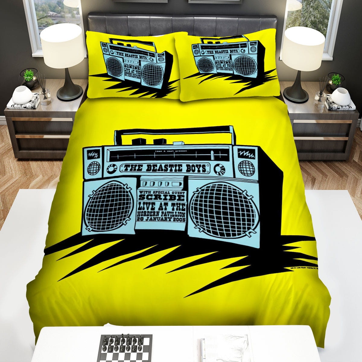 Beastie Boys Radio Yellow Background Bedding Sets ? Duvet Cover  Flatsheet  Pillowcases Perfect Gift For Fans