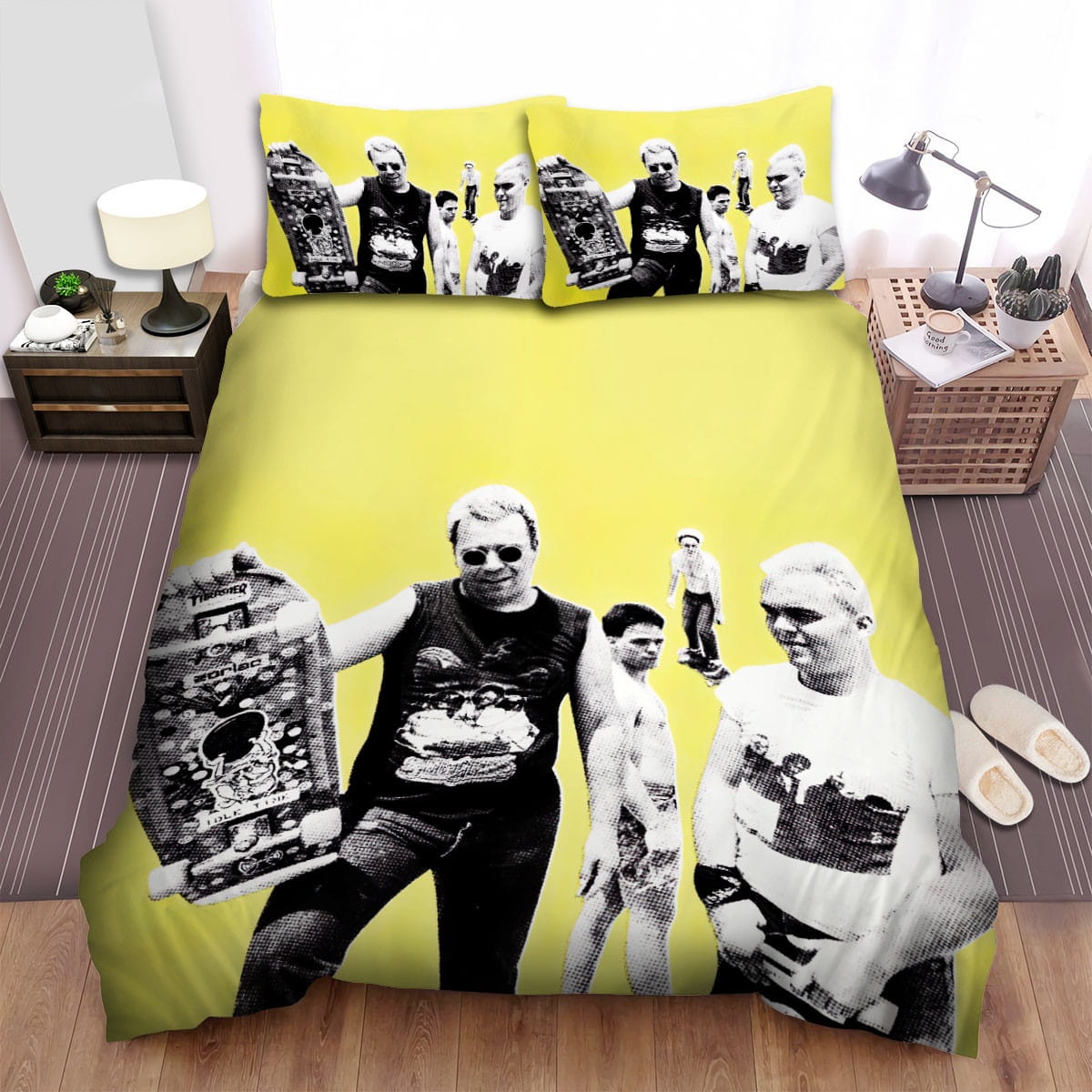 Big Boys Band Yellow Background Pose Decorative Bedding Sets with Duvet Cover  Flatsheet  Pillowcases